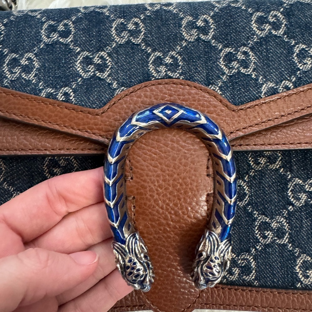 Gucci denim and leather handbag - Picture 4 of 9